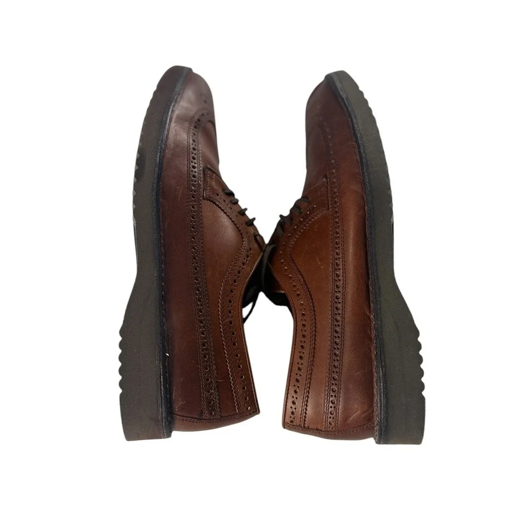 Rockport Mens Brown Leather Wingtip Brogue Derby Shoes Vibram Sz 11M (No Insole)